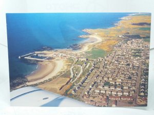 Aerial View Hopeman Village & Harbour & Station Caravan Park Moray Vtg Postcard