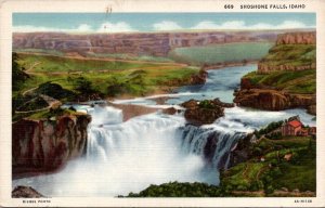 Shoshone Falls Idaho Scenic View Linen Postcard Y8