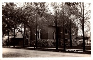 Real Photo Postcard M.E. Church in Clare, Michigan