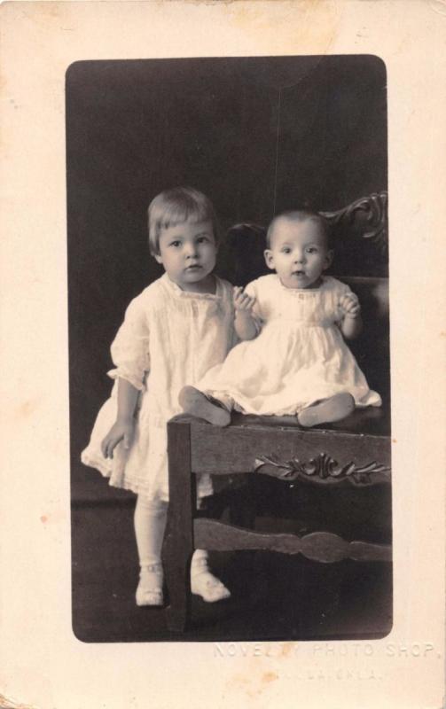 BABIES~CHILDREN LOT OF 4 REAL PHOTO POSTCARDS 1910s ONE IDENTIFIED LUCELLA FRANK