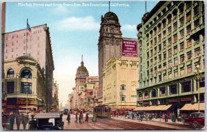 Market Street East From Grant Avenue San Francisco California CA Postcard