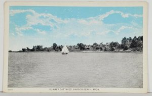 MI Summer Cottages Harbor Beach Michigan Water Scene Sailing Postcard Q10