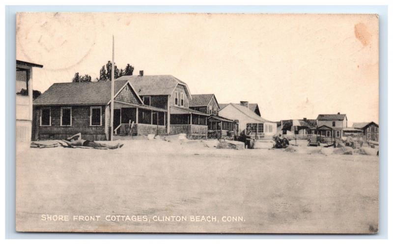 Postcard Shore Front Cottages, Clinton Beach, CT 1947 D11