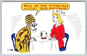 Fortune Teller Says To Pretty Blonde You're Confusing Me! Vintage Comic Postcard