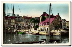 Modern Postcard Honfleur A corner from the Vieux Bassin and the Lieutenancy