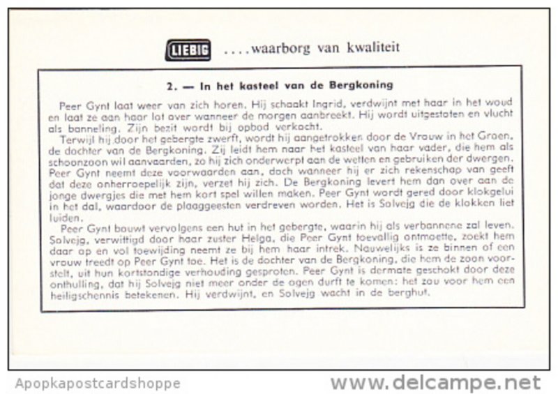 Liebig Trade Card s1733 Peer Gynt No 2 In het kasteel van de Bergkoning