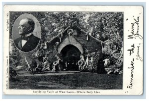 1905 Recieving Vault at West Lawn Remember the Maine PMC Posted Postcard 