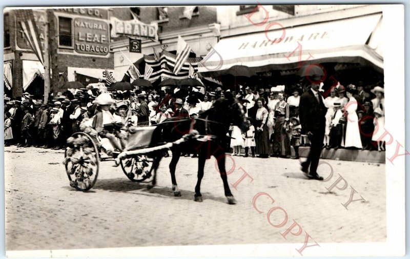 1912 Wisconsin Parade RPPC Girls Horse Floral Carriage Grand Photo July 4th A155