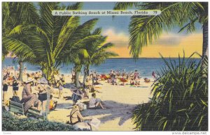 A Public Bathing Beach, MIAMI BEACH, Florida, 1930-1940s