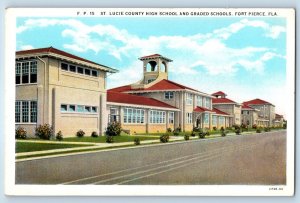 1920 Fort Pierce Florida FL Postcard St Lucie County High School Graded Building