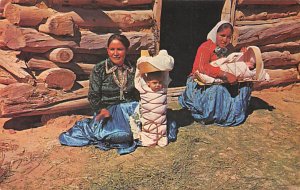 Navajo Women Sit In Front Of Their Log And Mud Hogan Unused 