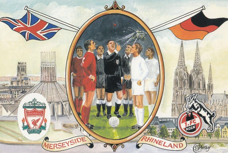 Liverpool Football Club VS FC Koln German 1965 Cup Painting Postcard