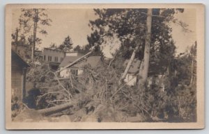 RPPC Storm Damage Downed Trees On Homes Real Photo c1918 Postcard B31