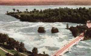 Vintage Postcard 1930's Niagara River And Goat Island Bridge Niagara Falls NY