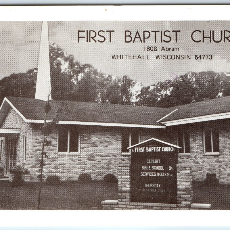 c1970s Whitehall, WI First Baptist Church Litho Photo USPO Cancel Palmer IA A265