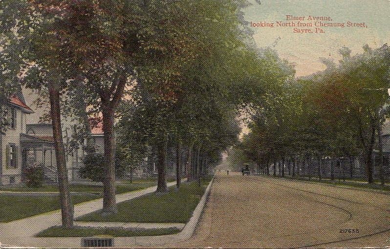 Postcard Elmer Avenue Looking North Sayre PA