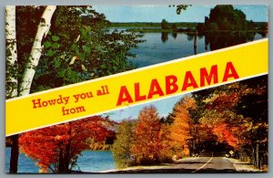 Postcard Alabama c1960s Howdy You All From Alabama Dual View