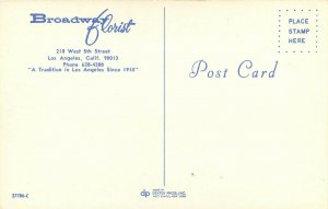 Vintage Advertising Postcard; Broadway Florist, 218 W 5th Street Los Angeles CA