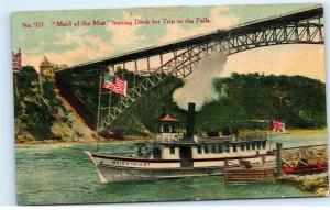 *Maid of the Mist Leaving Dock Trip to Niagara Falls NY Vintage Postcard C10