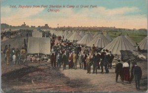 Postcard Military Regulars from Fort Sheridan in Camp at Grant Park Chicago IL