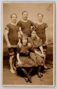 RPPC Bathing Beauties Handsome Men In Swimsuits Atlantic City Postcard M24