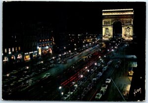 Postcard - The Champs-Élysées and the Arc de Triomphe illuminated, Paris, France