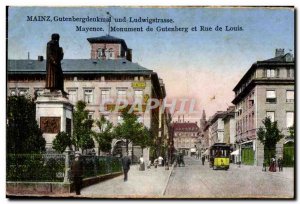 Old Postcard Mainz und Gutenbergdukmal Ludwigstrasse Maynce Gutenberg Monumen...