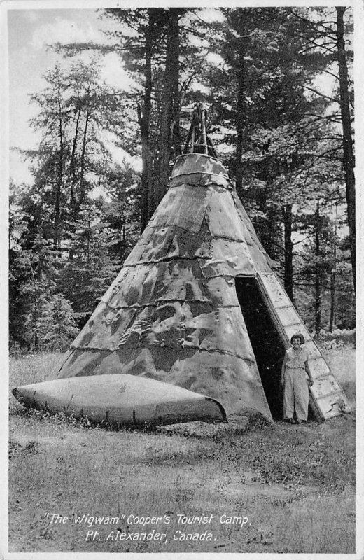 The Wigwam Cooper's Tourist Camp, Pt. Alexander, Canada Tipi ca 1920s Postcard