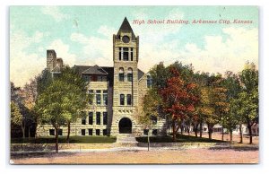 High School Building Arkansas City Kansas Postcard