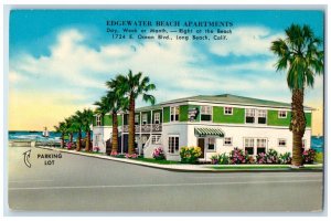 c1960 Edgewater Beach Apartments Ocean Boulevard Long Beach California Postcard