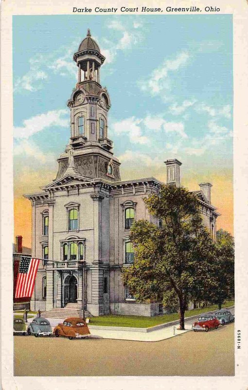 Dark County Court House Greenville Ohio 1940s postcard