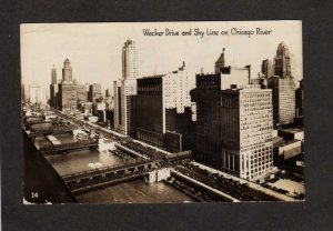 IL Wacker Drive Sky Line Bldgs Chicago Illinois RPPC Real Photo Postcard