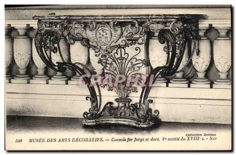 Old Postcard Musee des Arts Decoratifs console wrought iron and gilded Paris
