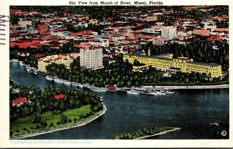 Florida Miami Sky View From Mouth Of River 1928