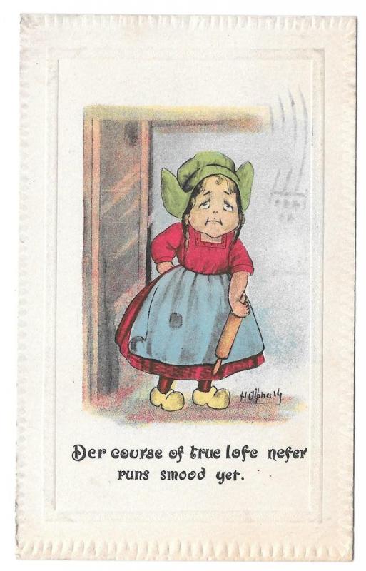 Vintage Postcard Dutch Girl Rolling Pin Course of True Lofe 