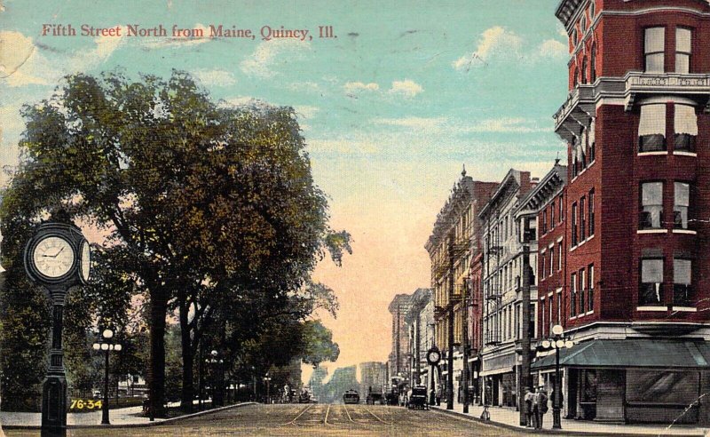 c.'17,  Fifth Street North from Maine, Msg,Quincy, IL, Old Post Card