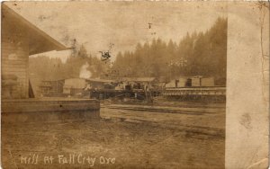 PC CPA US, OR, FALL CITY, MILL, 1908, VINTAGE REAL PHOTO POSTCARD (b6739)