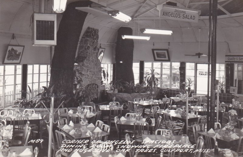 Mississippi Gulfport Angelo's Restaurant Corner Of Dining Room 1949 Real...