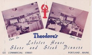 Portland ME, Theodore's Lobster House, Bar Restaurant, 1930s Advertising