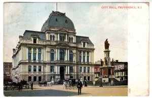 Horse and Carriage, City Hall, Providence, Rhode Island, Used 1906 Flag Cancel