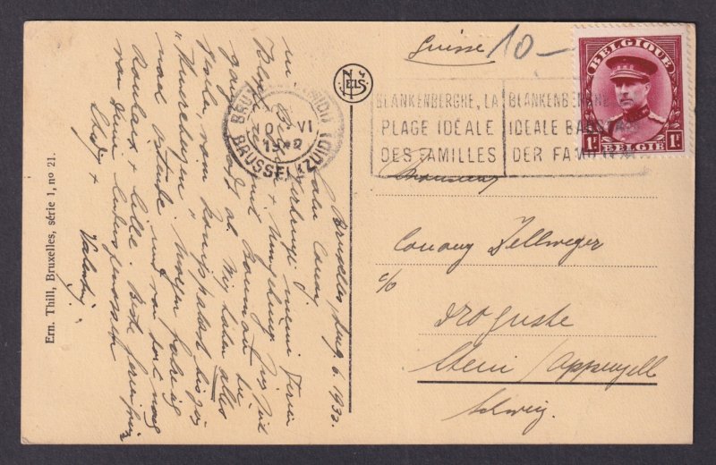 Vintage Postcard Belgium Brussels North Station Rogier Square 1932