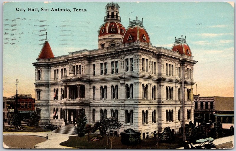 1913 City Town Hall San Antonio Texas TX Military Plaza Posted Postcard