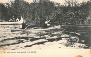 Canoeing On The Moose Jaw River, Saskatchewan, Canada 1908 Vintage Postcard