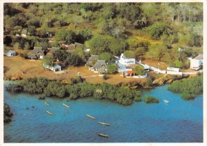 US88 Mombasa Kenya aerial village fishing boat