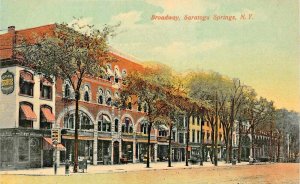SARATOGA SPRINGS NY~BROADWAY-STOREFRONTS-FIRST NATIONAL BANK~PHOTO POSTCARD