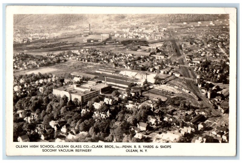 Olean NY, Olean High School Glass Co. Clark Bros Cattaraugus RPPC Photo Postcard 