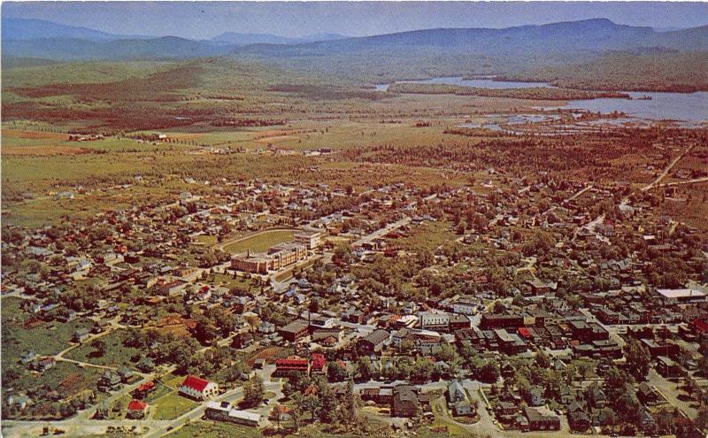 New York NY Postcard Chrome TUPPER LAKE Birds Eye View Lake Buildings