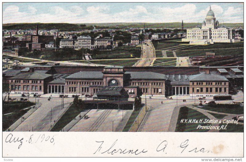 PROVIDENCE, Rhode Island, 1900-1910's; N.Y.N.H. & H. Station And Capitol