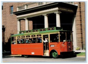 c1950 Come Aboard A Legend Ride Trolley Conductor Manistee Michigan MI Postcard 
