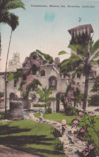 California Riverside The Campanario Mission Inn Handcolored Albertype